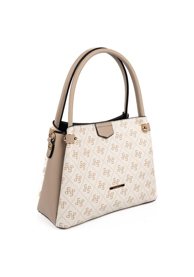 Silver Polo Sp1254 Kadın El Çantası Monogram Bej-kum