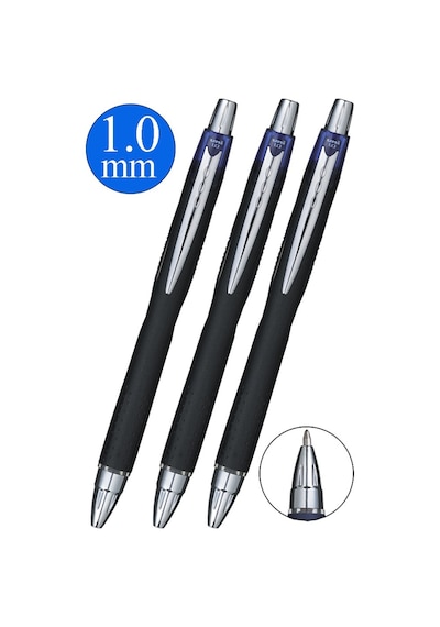 Mavi Jel Uçlu Pilot Kalem 3 Adet Uniball Jetstream Sxn-210 1.0 Mm Basmalı Pilot Kalem Roller Uçlu Likit Mürekkepli