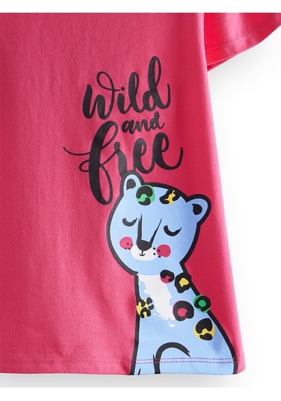 Denokids Kız Çocuk Siyah Leopar 2'li T-shirt Takım Renkli