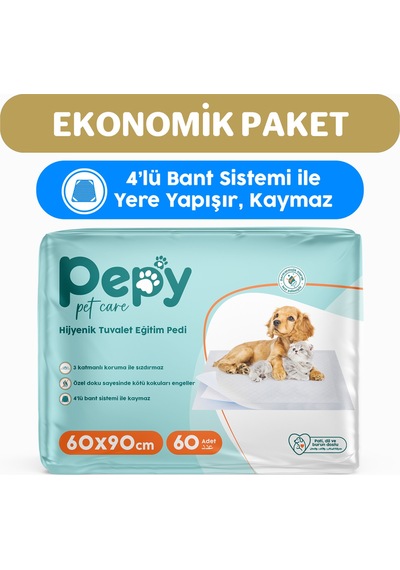 Pepy 60x90 Hijyenik Tuvalet Eğitim Pedi 30'lu 2 Paket 60 Adet