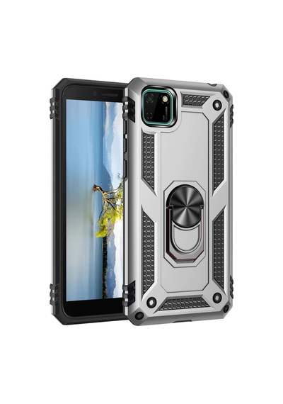 Newface Huawei Y5p Kılıf Sofya Yüzüklü Silikon Kapak - Gümüş