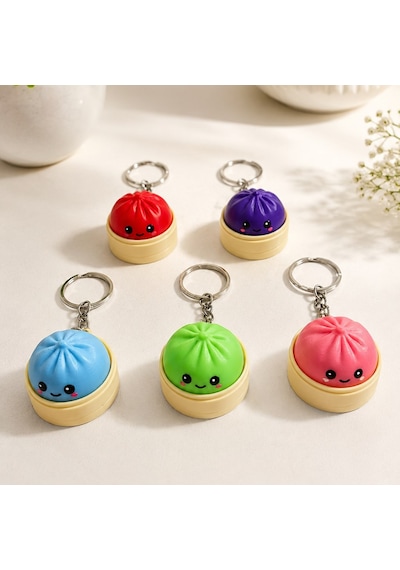 3d Baskı Clicker Çin Mantısı Anahtarlık 2 Adet Kawaii Dumpling Fidget Anahtarlık Anti Stres Sü