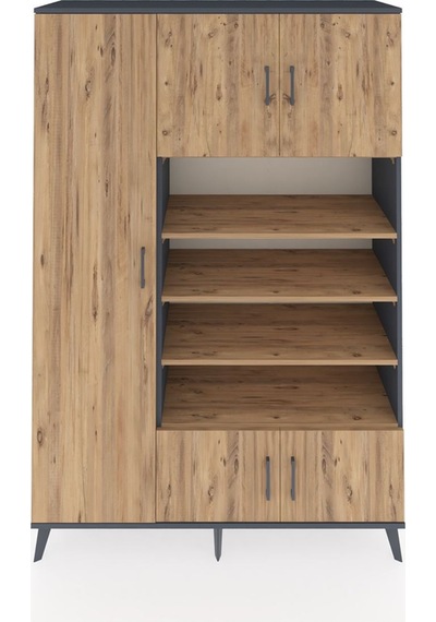 Hyperion Dolap 10 Raflı 5 Kapaklı 132x44x195 Antrasit-çam/çam Antrasit