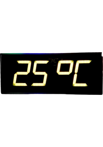 Dijital Led Duvar Ve Masa Saati Ve Derece - Sarı Kasa Ölçüsü: 16x40 Cm