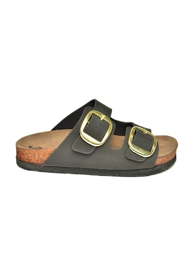Fox Shoes P777517402 Siyah Süet Çift Bantlı Kadın Terlik Siyah-süet Çok Renkli