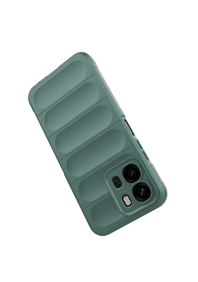 Oppo A6x Kılıf Darbe Emici Leke Tutmaz Esnek Tpu Oyuklu Arka Yüzey Tasarımlı Silikon Kapak Koyu Yeşil