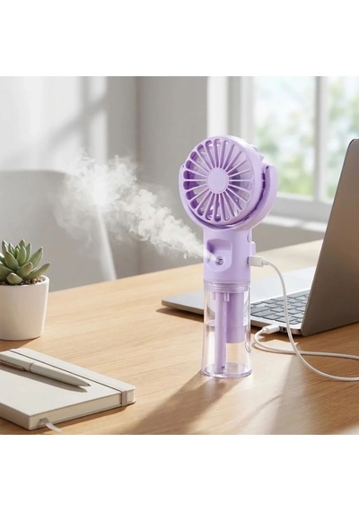 4 Kademeli Spreyli Şarjlı El Fanı Boyuna Asılabilir Usb Şarjlı Taşınabilir Mini Fan F4