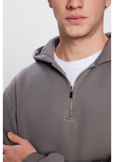Tudors Unisex Relax Fit Rahat Kesim Pamuklu İçi Polarlı Yarım Fermuarlı Gri Kapüşonlu Sweatshirt-32461 Gri Tudors Unisex Relax Fit Rahat Kesim Pamuklu İçi Polarlı Yarım Fermuarlı Gri Kapüşonlu Sweatshirt-32461 Gri