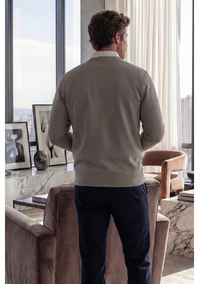 Goffra Erkek Focus Esnek Kumaş Yumuşak Dokulu Günlük Sweatshirt Açık Kahverengi M401-r0342-05