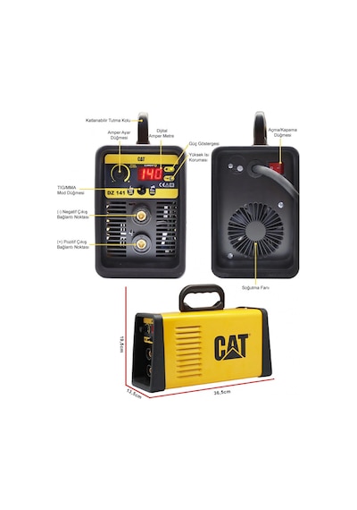 Cat Dz141t 140 Amper Tıg Lıft/mma Çanta Tipi Profesyonel Dijital İnverter Kaynak Makinesi + Cat Dx37