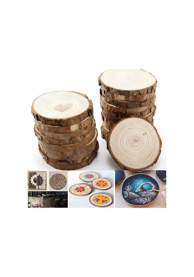 Ayrex 10 Adet Yuvarlak Ahşap 5-8cm Halka Ham Ahşap Yonga Dıy El Yapımı Dekorasyon Malzemesi Ahşap