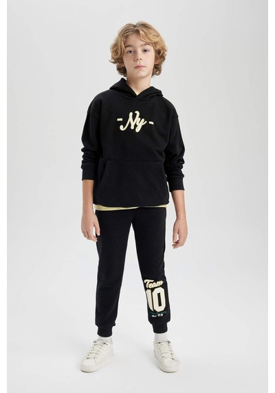 DeFacto Erkek Çocuk Oversize Geniş Kalıp Kapüşonlu Sırt Baskılı Sweatshirt B6135A824SPBK81