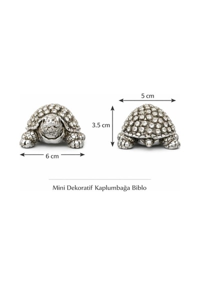 Taşlı Mini Kaplumbağa Biblo Gri Dekoratif Masa Süsü Ofis Masa Dekoru Kitaplık Raf Objesi 6 Cm