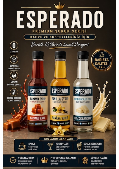 Şekersiz Vanilya - Karamel -beyaz Çikolata Aromalı Kahve Şurubu 3 Ad.x 250 Ml Diğer