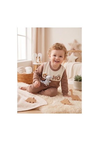 Deniva Kids Erkek Bebek Kahverengi 3 Boyutlu Dinozor Figürlü Pamuklu İki İplik Sweatshirt Ve Eşofman Alt Üst Takım Deniva Kids Erkek Bebek Kahverengi 3 Boyutlu Dinozor Figürlü Pamuklu İki İplik Sweatshirt Ve Eşofman Alt Üst Takım