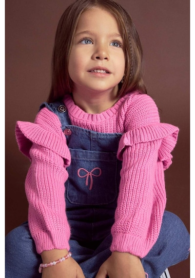 Defacto Kız Bebek Bisiklet Yaka Triko Kazak F2627a525wnpn280 Pembe