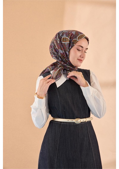 Silk Home Yaz Esintisi Eşarp 150002-13 Gri, Mor, Parlak Turuncu, Fıstık Yeşil