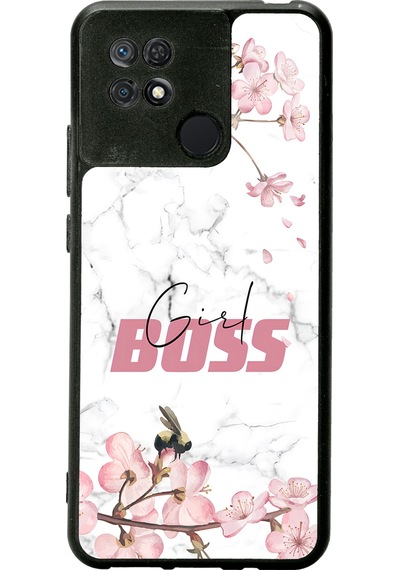 Xiaomi Redmi 10c Sakura Girl Boss Tasarımlı Glossy Telefon Kılıfı Siyah