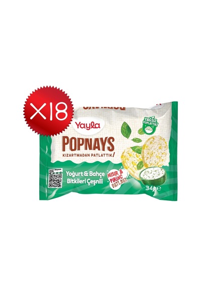 Yayla Popnays Yoğurt Ve Bahçe Bitkileri Çeşnili Mısır Ve Pirinç Patlağı 34 G X18
