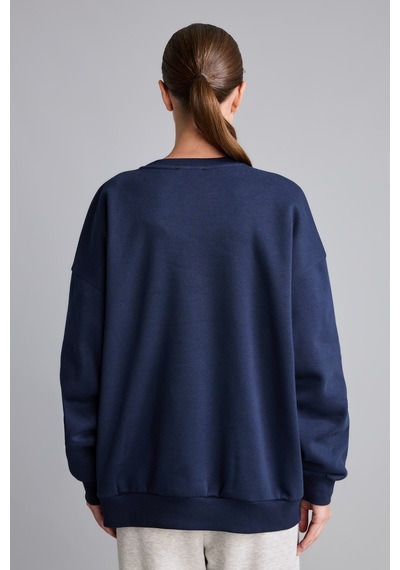Defacto Oversıze Bisiklet Yaka Basıc Kalın Basic Sweatshirt F9628ax26aunv251 Lacivert-nv251