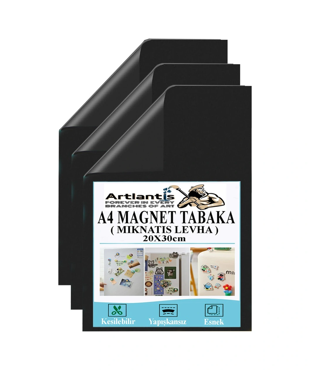 A4 Magnet Tabaka 3 Adet Manyetik Mıknatıs Levha 20x30 Cm Esnek Kaliteli Foto Magnet Fotoğraf Resim Metal Yüzeye Yapışma
