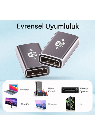 8k Display Port 1.4 Dişi Dişi Bağlantı Adaptörü 8k-60hz Dp Uzatma Adaptörü