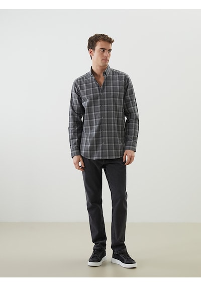 Lcw Vision Lacivert Regular Fit Uzun Kollu Ekose Erkek Gömlek