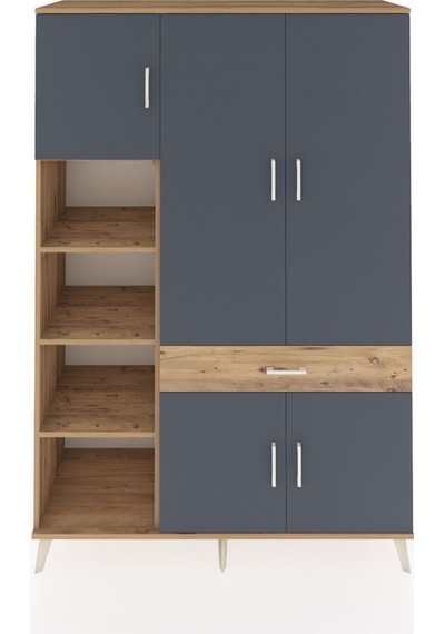 Hyperion Dolap 8 Raflı Tek Çekmeceli 5 Kapaklı 132x44x195 Çam-antrasit/çam Antrasıt/atlas Çam Hyperion Dolap 8 Raflı Tek Çekmeceli 5 Kapaklı 132x44x195 Çam-antrasit/çam Antrasıt/atlas Çam