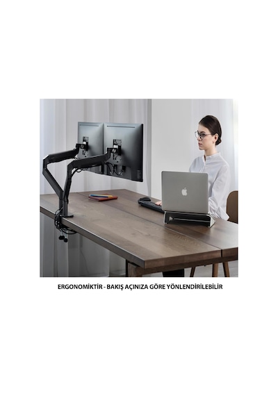 Npo Std7080G 10"-27" Amortisörlü  Vesa Monitör Tutucu Çift Kol