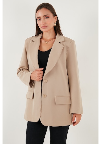 Lela Relaxed Fit Mono Yaka Cepli Blazer Bayan Ceket 611Bc00132 Vizon