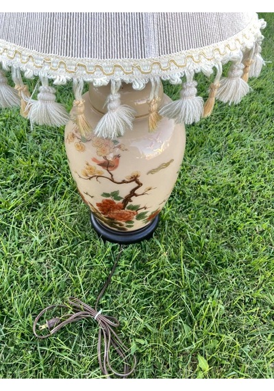 Gül Motifli Antika Porselen Abajur 70 CM