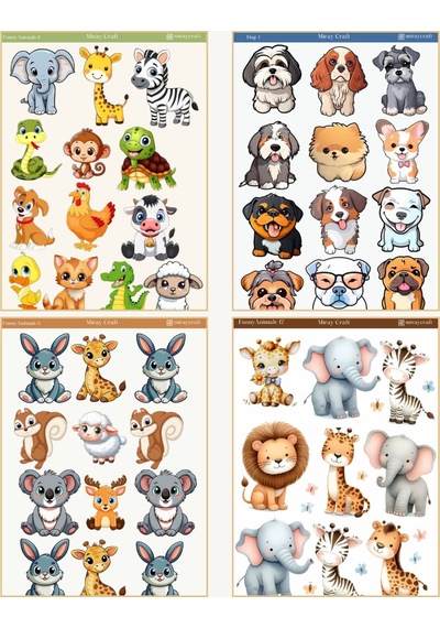Sevimli Hayvanlar Temalı 8 Sayfa Sticker Seti Journal & Planner 12 17 Cm Diğer