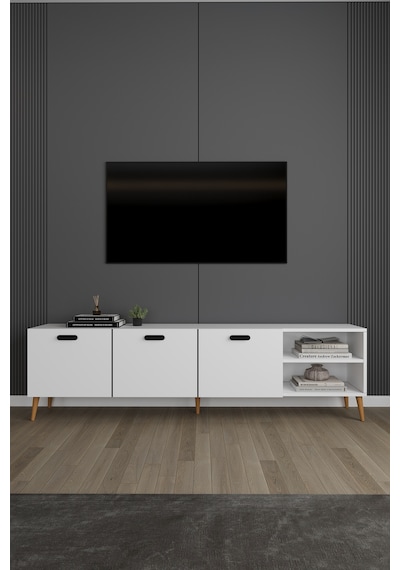 Lüks Yemek Odası Takımı 3 Parça %100 Mdf Konsol Yemek Masası Tv Ünitesi Yt01 Beyaz