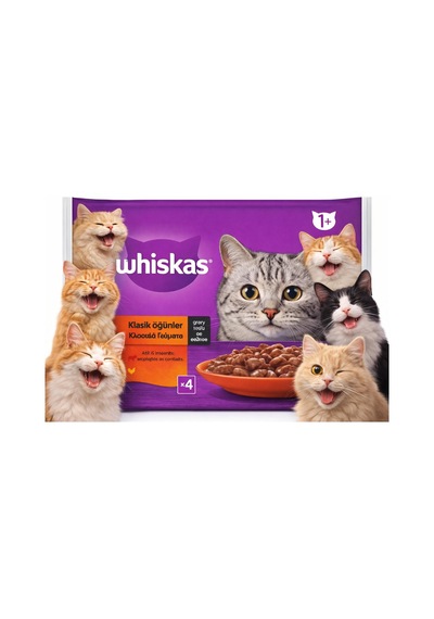 Whiskas Klasik Öğünler Sos İçinde Sığırlı Ve Tavuklu Poşet Yaş Mama 340 G 4x85 Gr