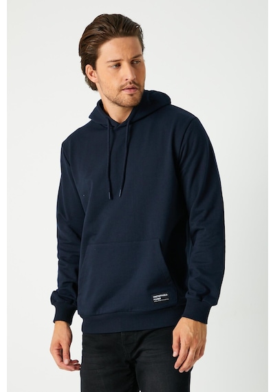 Lacivert Erkek Kapüşonlu Kanguru Cepli Sweatshirt Lacivert