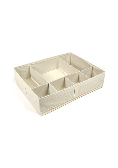 7 Gözlü Çekmece Dolap Düzenleyici Katlanabilir 44x35x11cm Bej Dd028 Kumaş Ekru Diğer
