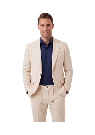 Deepsea Erkek Bej Slim Fit Likralı Gofre Kumaş Takım Elbise İpli Lastikli Pantolon 2602326