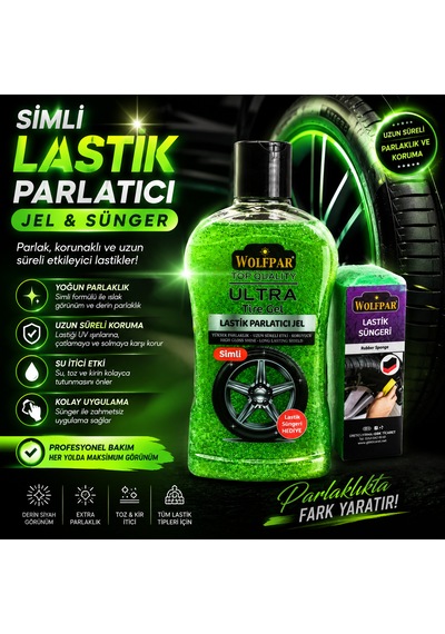Simli Lastik Parlatıcı Jel Ve Lastik Süngeri Yeşil