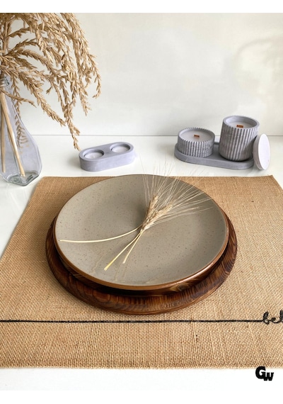 Yuvarlak Doğal Ahşap Sunum Tabağı Çukur Ahşap Sunumluk Beyaz Çam Çap:28cm Y