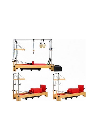Combo Cadillac Ve 2 Adet Tower Reformer Stüdyo Paket Kırmızı Premium Seri Şarjörlü Sistem 8 Kademe