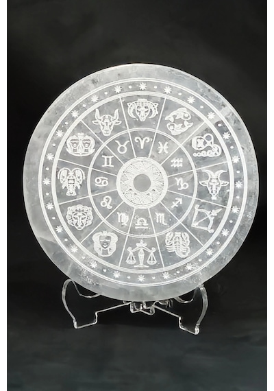 Burçlar, Astroloji Desenli Enerji Yükleyici Beyaz Selenit Plaka 42