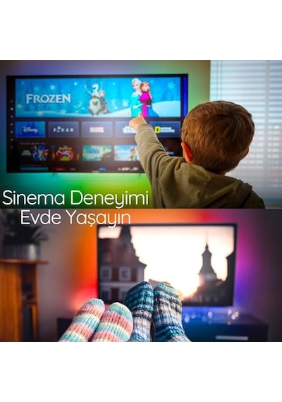 Tv Arkası Animasyonlu Rgb Şerit Led Seti Kumandalı 3 Metre - Cata - 5v Usb Girişli Enerji Sınıfı A++