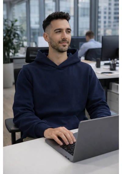 Luxic Core Oversize Erkek Kapüşonlu Sweatshirt Geniş Kalıp, Rahat Kesim, Günlük Ve Şık Kullanım Lacivert