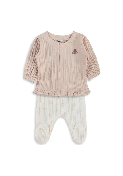 Civil Baby Gökkuşağı Baskılı 1-9 Ay Pijama Takımı - Ekru