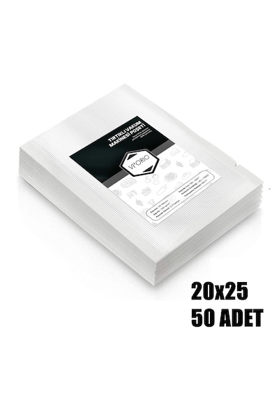 Vı'orıo 20x25 Tırtıklı Vakum Makinesi Poşeti 50 Adet