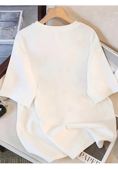 Uyguntarz Unisex İstiridye Kabuk Tasarım Basklı Tshirt Beyaz