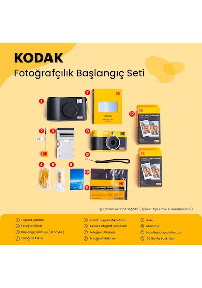 Kodak Mini Shot 2 Era Sarı 2.1x3.4 + 60 Yaprak + Aksesuar Kiti