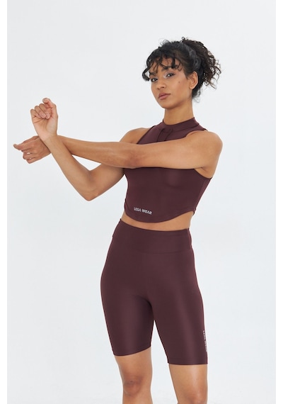 Lesa Wear Soft Touch Bedene Oturan İp Detaylı Sporcu Crop Sütyeni Kahverengi