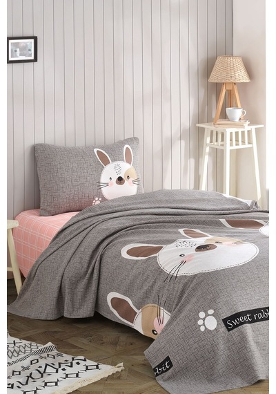 Eponj Home Pike Seti Baskılı Tek Kişilik Tavşancık A.kahve-gri-pembe A.kahve-gri-pembe