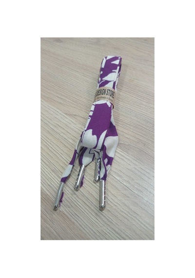 Bsgshop Bsg Design Mor Desenli Viskon Kumaş Ayakkabı Bağcığı - 90 Cm El Yapımı Metal Uçlu Mor - 874671232 Mor